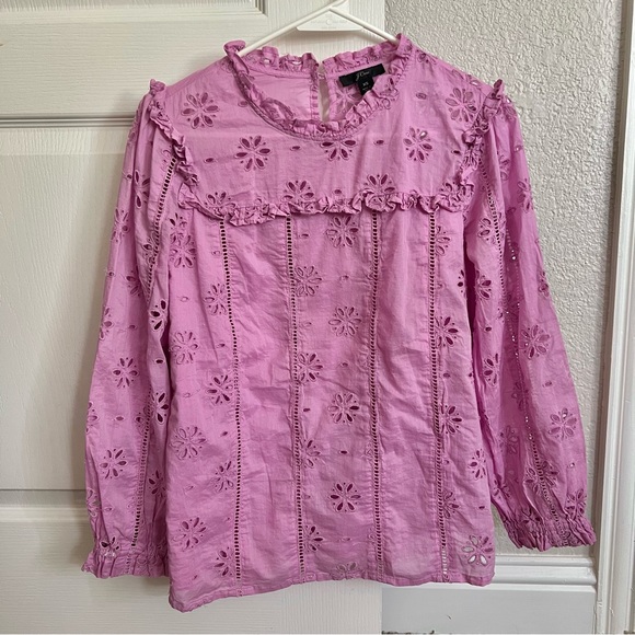 J. Crew Ruffle Eyelet Blouse in Lavender - Picture 2 of 9